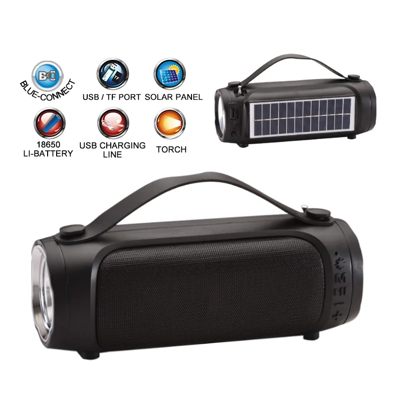 NNS NS-S8A Bluetooth Speaker FM Radio Portable Outdoor Mp3 Player With 1W Solar Panel Support USB TF Card AUX LED Flashlight