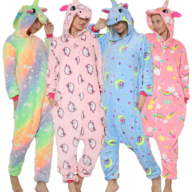 Pijama de invierno para y niñas mono de franela con dibujos de unicornios y animales-New Lion 