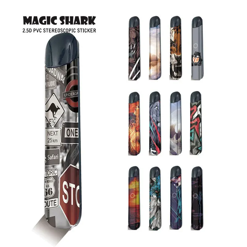 

Magic Shark Tigar Signage Eagle Lion Batman PVC Bumpy Wrap Kit Case Cover Sticker for Relx Alpha a Vape Pod