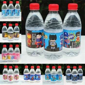 

12pcs/lot Cartoon Mickey Minnie Bottle Sticker Avengers Birthday Party Decorations Kids Baby Shower Dessert Table Decor
