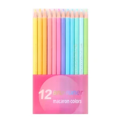 Andstro Brutfuner Juego de lápices de colores para dibujo artístico para niños, material de papelería escolar, 12 colores, Macaron Pastel