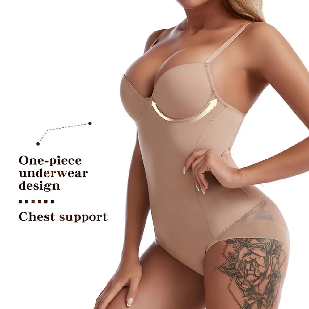 Backless Invisible Push Up Underwear Sexy Full Body Shaper Women Convertible  U-shaped Bra Thong Shapewear
