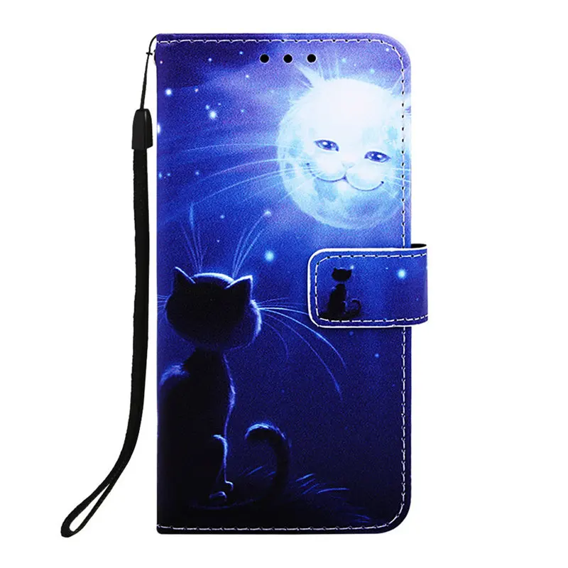 Cat And Sun Роскошный Винтажный чехол для телефона Huawei Nova 5 5i Mate 30 20 Lite 9X Pro Play 8A Y6 кожаный кошелек милый стиль откидная крышка D03D - Цвет: Cat And Sun