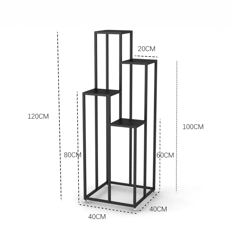 Металлическая Напольная полка в скандинавском стиле, подставка для растений, металлическая железная подставка для растений, домашняя Цветочная стойка, креативная садовая подставка для гостиной - Цвет: L black iron plate