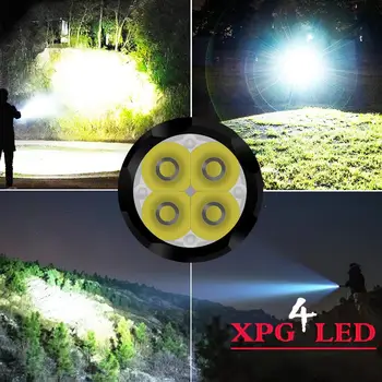

8000lumen most powerful led torch mini flashlight usb cree 4*XPG LED tactical waterproof rechargeable 18350/18650 battery light