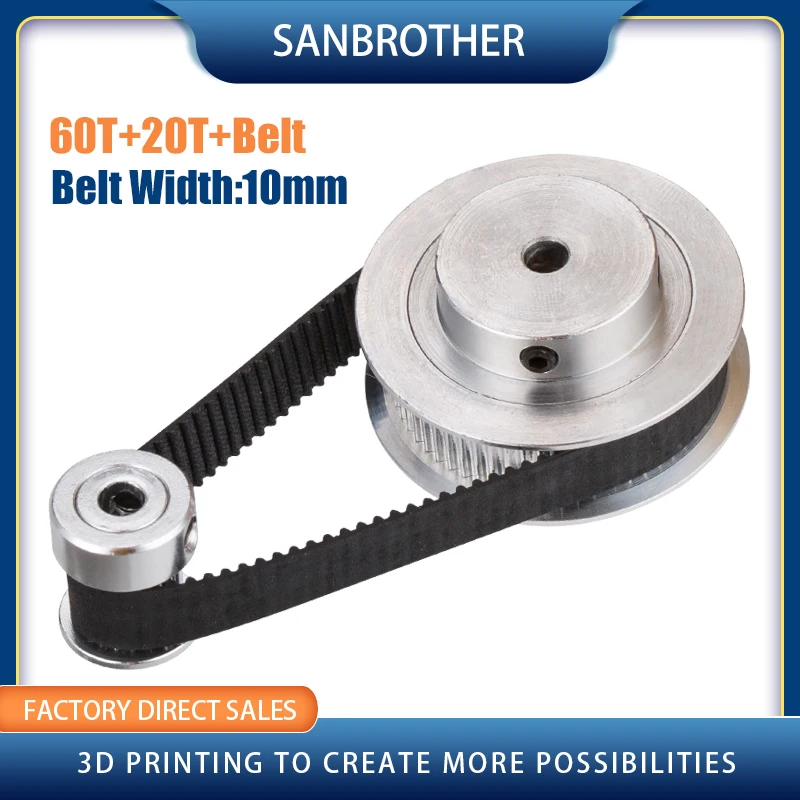 GT2 Timing Belt Pulley 60teeth 20teeth 5mm/8mm Reduction 3:1/1:3 belt width 6mm 10mm for 3D printer accessories