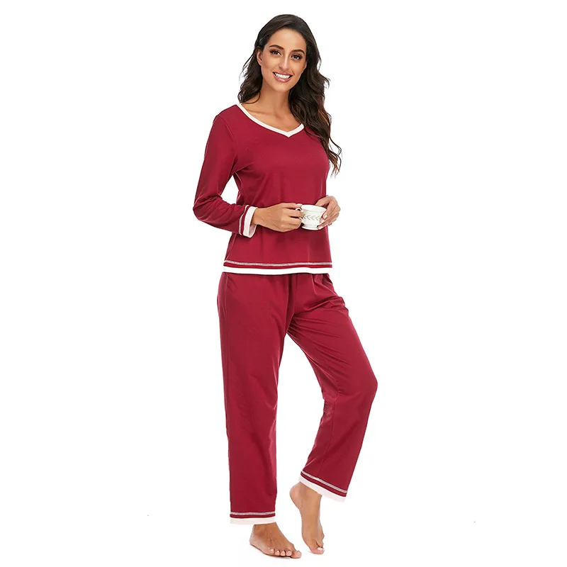 

Pajama Suit Women Spring and Autumn Long-sleeved Style European and American Autumn and Winter New Ladies Home Service Two-piece
