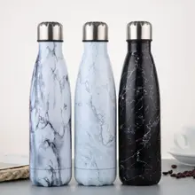 500 мл, бутылка для воды с вакуумной изоляцией, Термокружка Из Нержавеющей Стали, креативная кружка с мраморной головкой, двухслойная чашка