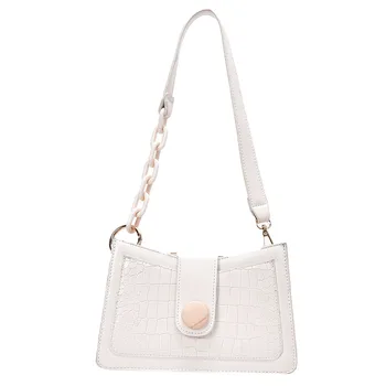 

Female Crocodile Pattern Button PU Leather Armpit Bag For Women 2020 Elegant Chain Shoulder Handbags Travel Crossbody Hand Bag