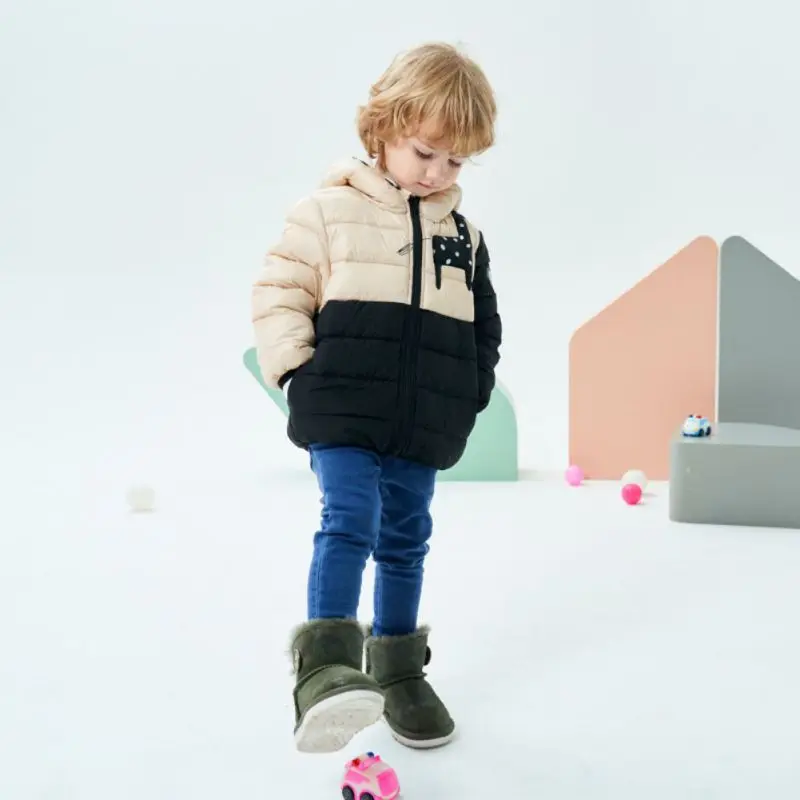 

Baby Kids Girls Boys Cute Cartoon Print Coats Down Jacket Cotton Comfortable Hooded Warm Outerwear Children Jacket Tops
