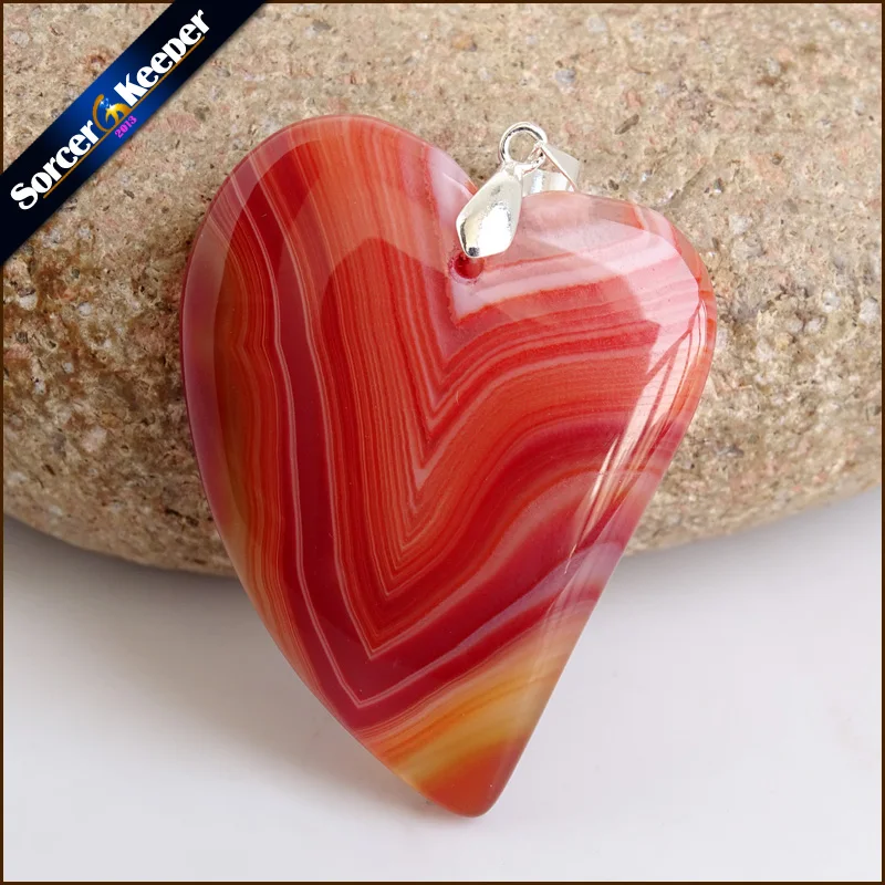 

Fashion Women Man Necklaces Pendants Heart Shape Natural Botswana Agates Stone Slide Healing Crystal for Jewelry Making AA670