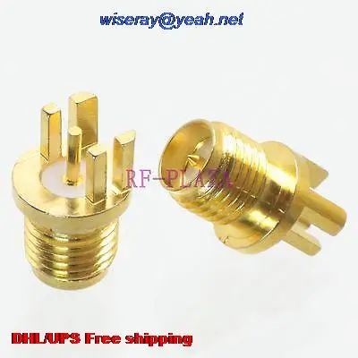

DHL/EMS 200pcs Connector RPSMA female plug solder PCB clip edge mount Straight Round -A3