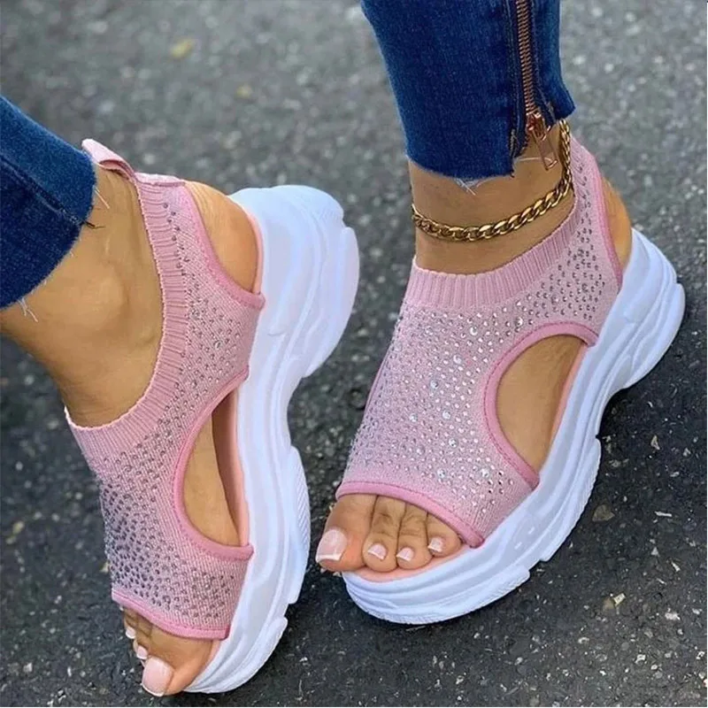 stretch platform sandals