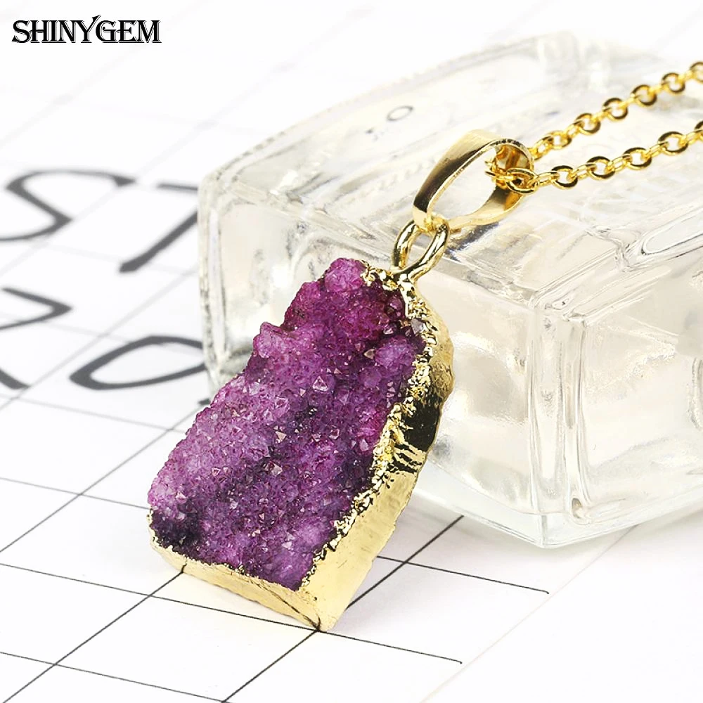 Подвесное ожерелье ShinyGem с большим натуральным кристаллом стильное в стиле Е
