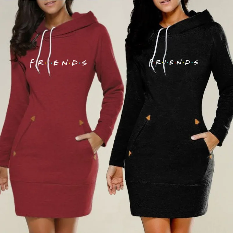 

Long Hoodie Solid Sweatshirt Pocket Cord Tunic Women Dress Drawstring Long Sleeve Zipper Casual Wear Spring and Autumn