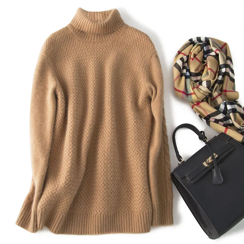 

Turtleneck Knit Sweater Women 82.6% Rabbit +17.4% Cashmere Fall Winter 2019 New Items Warm Women Sweaters and Pullovers