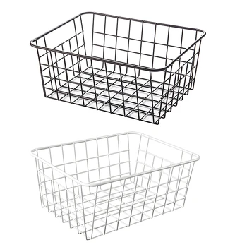 

AYHF-Household Iron Art Storage Basket Kitchen Bedroom Sundries Snacks Organizer Basket