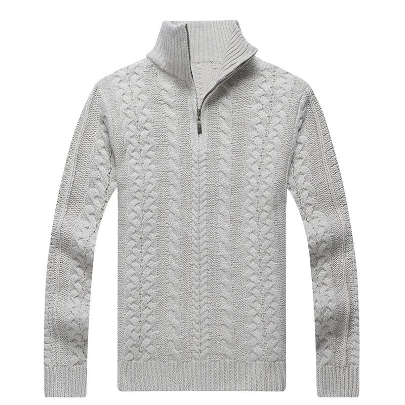 

Autumn Winter Sweater Men Fashion Jacquard Thick Warm Pullover Men Stand Half Zipper Collar Turtleneck Wool Men Sweater