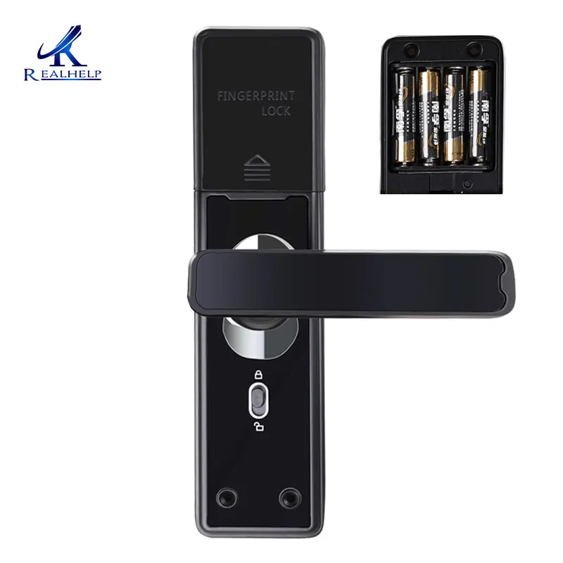 US $91.19 Fingerprint Door Handle Lock Single Chip Control Remote Control Gate Door Lock Aluminum Finger Identification AAA Batteries