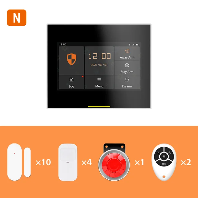 Staniot 433MHz Wireless Wifi 4G Smart Home Security Alarm System Kits For Garage and Residential Support Tuya and Samrtlife APP 4G H501 Set N 4-10