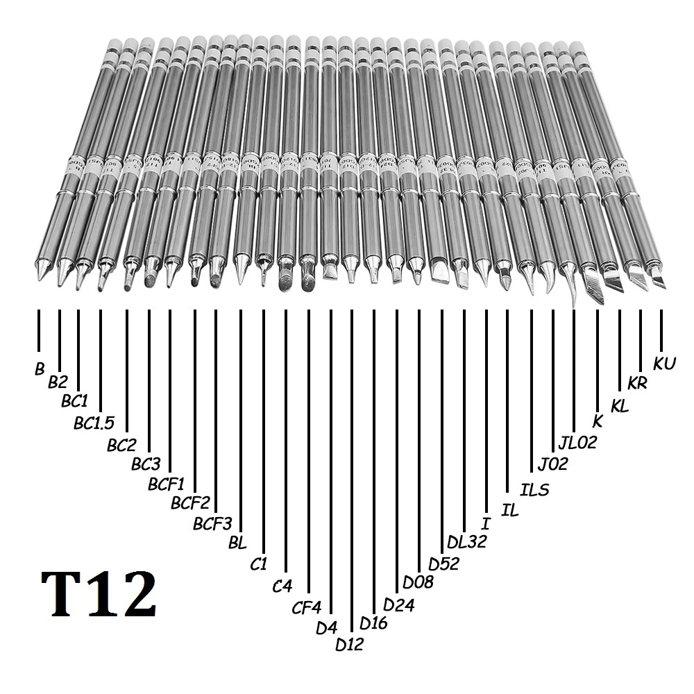 T12 Series Electric Soldering Iron Tips for HAKKO T12 LED vibration switch Temperature Controller FX951 K BC2 B2 ILS BL C4 JL02T12 Soldering Solder Iron Tips T12 Series Iron Tip For Hakko FX951 STC AND STM32 OLED Soldering Station Electric Soldering Iron electric solder