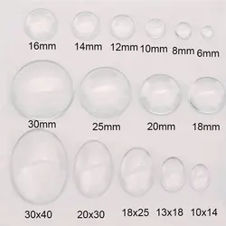 1pack Oval Round Flat Back Glass Cabochon Cameo 6mm 8mm 10mm 12mm 14mm 16mm 18mm 20mm 25mm 30mm For Diy Jewelry Making Findings