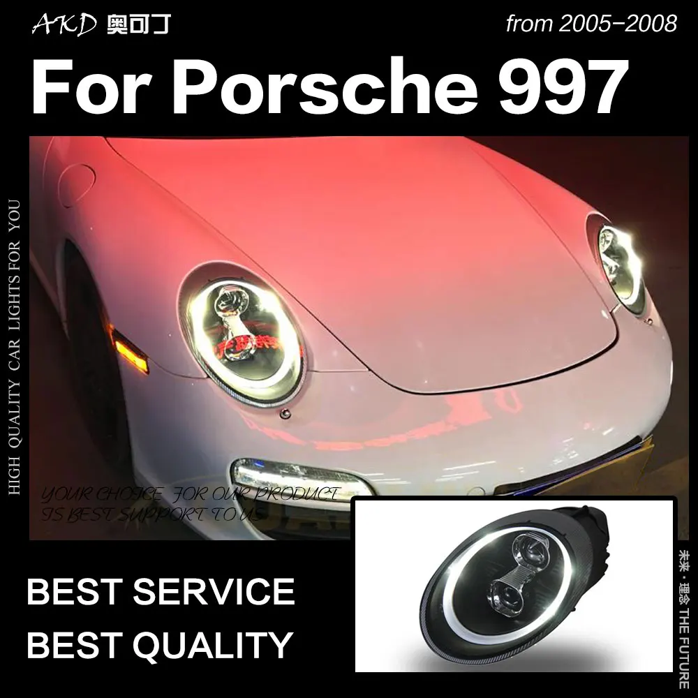 AKD автомобильный Стайлинг для Porsche 997 фары 2005-2008 911 светодиодный фары DRL дальнего ближнего света ксеноновые фары аксессуары