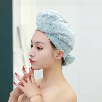 

Magic Bamboo Fiber Coral Velvet Hair Fast Drying Dryer Towel Bath Wrap Hat Quick Cap Turban Dry Household Item Toiletries