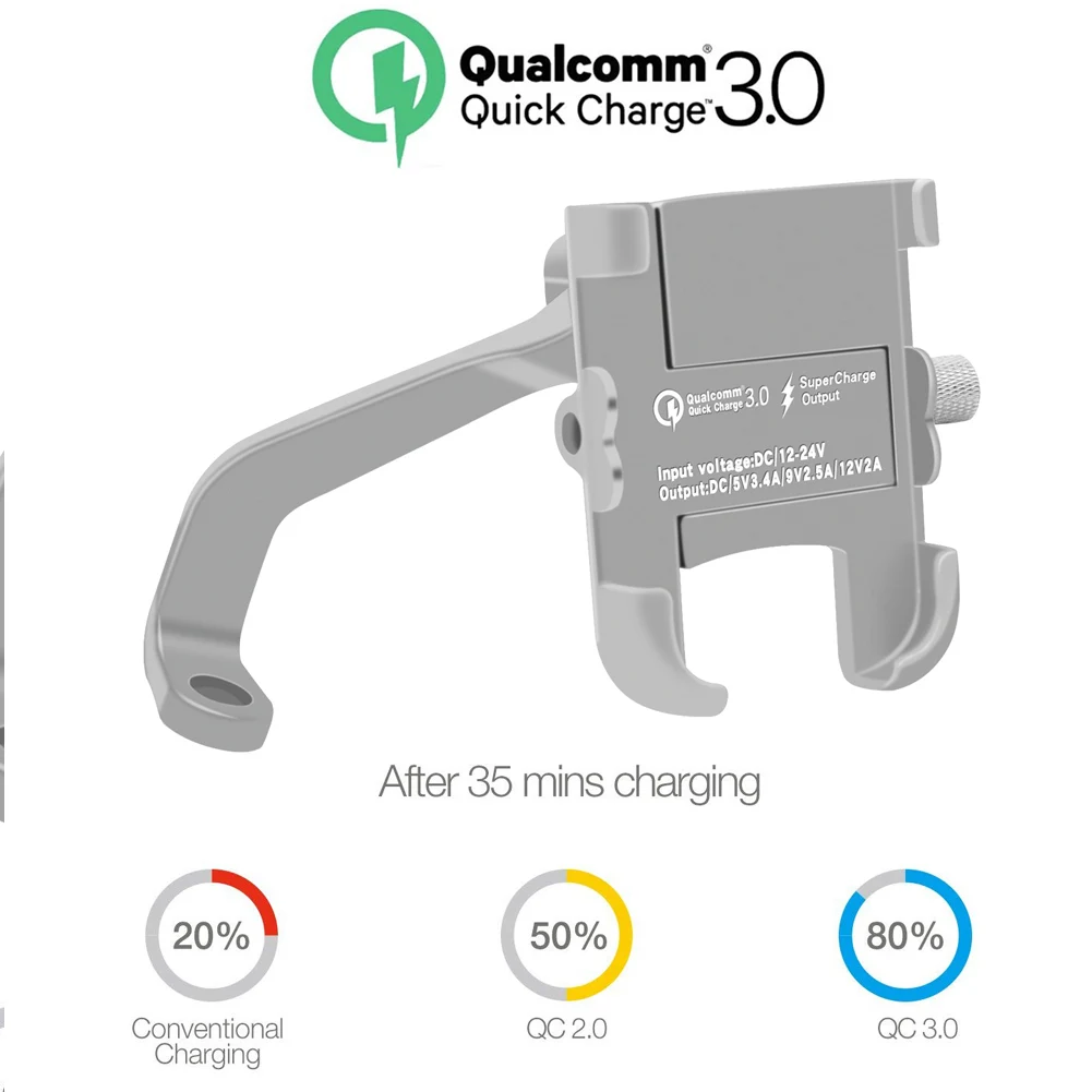 

Aluminum Alloy Mobile Phone Holder Fast Charge Multi-Function for Motorcycle Handlebar NK-Shopping