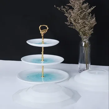 

DIY 3-layer Fruit Tray Tea Tray Silicone Mold Epoxy Resin Mould Tray Coaster Round Silicon Cake Storage Mold for Desktop Decor