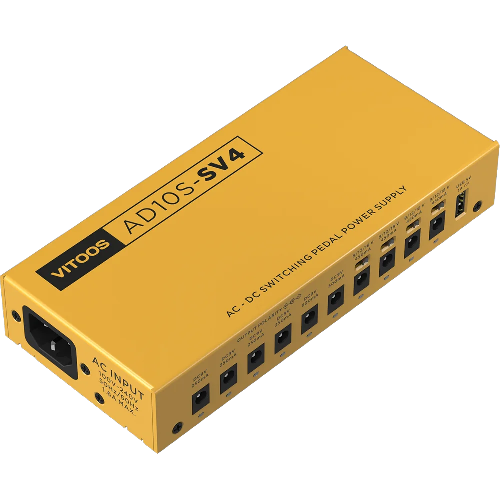 VITOOS AD10S-SV4 Effect Pedal Power Supply Fully Isolated Filter Ripple Noise Reduction High Power Digital Effector