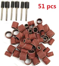 

51Pcs Sanding Drum Band Pad Sandpaper Circle Mandrel 1/2in 3/8in 1/4in 120 Grit Rotary Tool Kit For Electric Mill Carving Wood