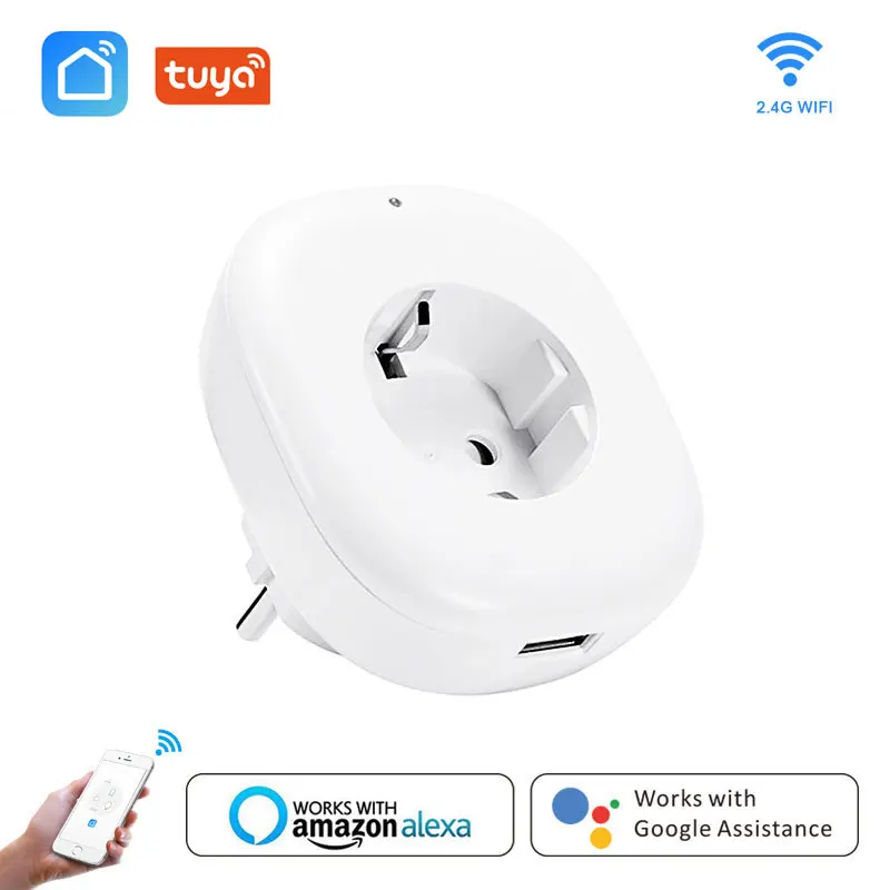 Wifi умная розетка EU power Plug Беспроводная мобильное приложение Дистанционное управление USB Выход работает с Alexa Google Home Smart life tuya 10A