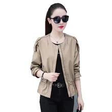 Aliexpress - 2021 New Short Fake Leather Jacket Women Top Spring Autumn Korean Version Plus Size Black Pink Khaki Casual Leather Coat GH249