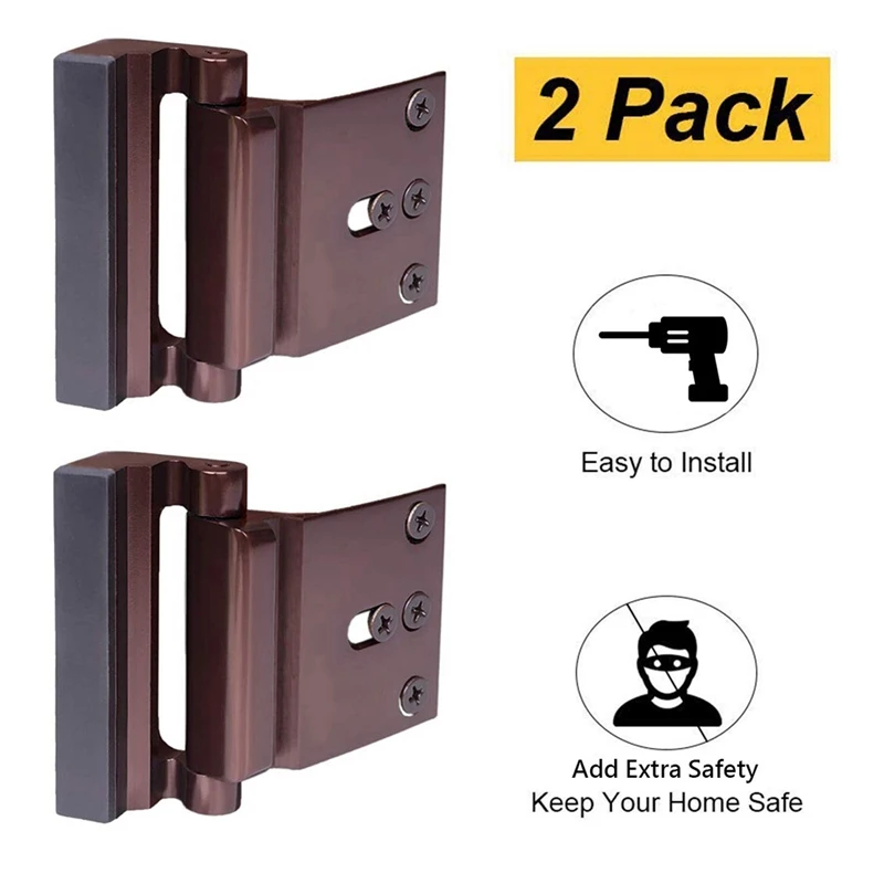 

Hot Sale 2 Pack Home Door Reinforcement Security Locks for Childproof Door Lock Night Lock Withstand 800 Lbs