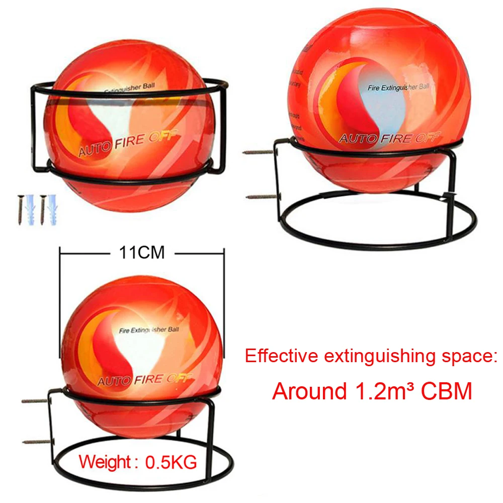 Boule d'extincteur de voiture à poudre sèche automatique, dispositif de  suppression d'incendie de maison de voiture avec support rapide, 0.5kg