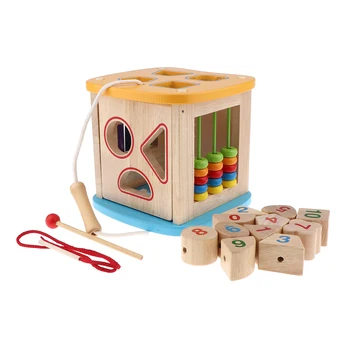 

Multipurpose Wooden Activity Cube Toy, Blocks Shape Sorter Toy for Baby and Toddlers