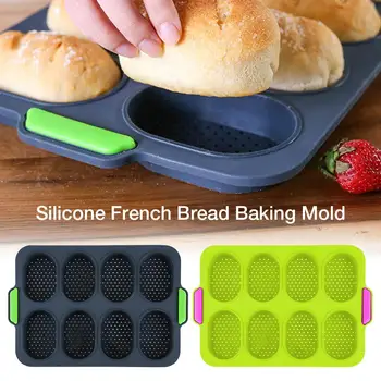 

Non Stick Baking Mold Kitchen Supplies Cake Food Grade Silicone French Bread Mold Household Hamburger Molds Muffin Pan Tray