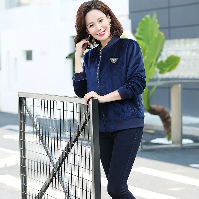 

2018 Spring And Autumn New Style Gold Velvet Coat Women's Short Versatile Casual Baseball Uniform Korean-style Jacket Small Coat