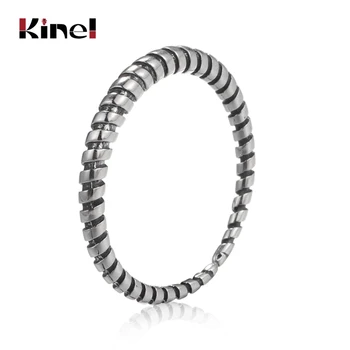 

Kinel S925 Sterling Silver Jewelry retro Personality Adjustable Temperament Open Ring Female Creative lucky steampunk vintage