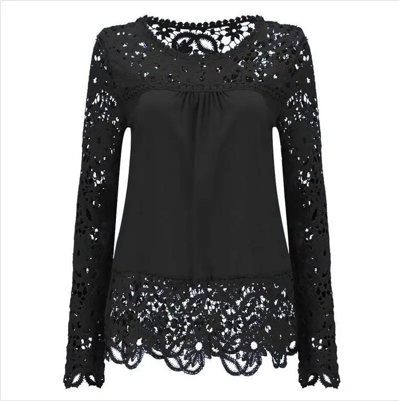 2019 кружевная Элегантная блузка рубашка женские топы размера XXXXL 5XL женская модная
