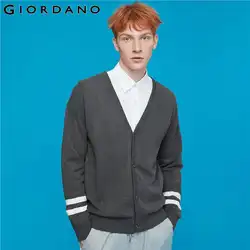 Giordano мужские свитера контрастная пуговица спереди длинный рукав кардиган Coton 12 игла Вязание Blusa De Frio Masculino 13059801