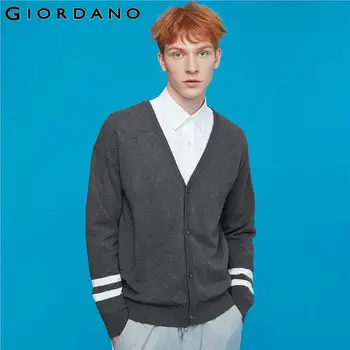 

Giordano Men Sweaters Contrast Button Front Long Sleeve Cardigan Coton 12 Needle Knitting Blusa De Frio Masculino 13059801