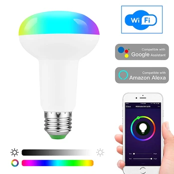 

LED Lamp Cellphone WiFi Voice Control RGB Energy Saving Dimming LED Bulb Multicolor Smart Light Bulbs 9W Compatible Alexa Google