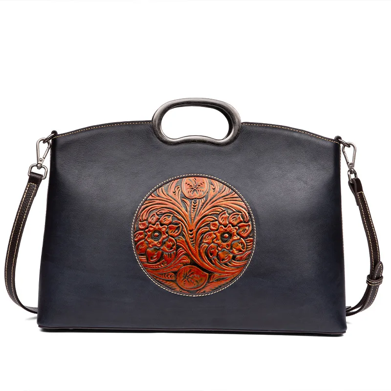 

Women Messenger Bag Shoulder Crossbody Bags Fashion Women Flower Pattern Handbag Large Capacity Genuine Leather Lady Party Bags