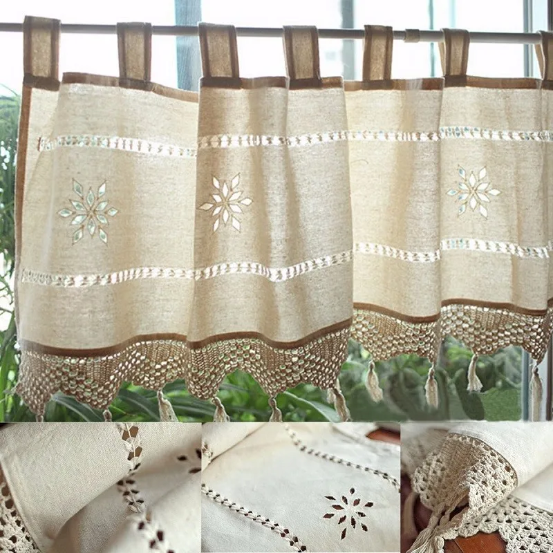 Country Style Linen Home Kitchen Window Cafe Curtain Drape Divider Panel Screen