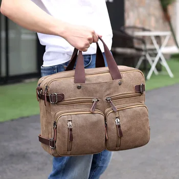 

Men Canvas Briefcase Business Laptop Handbag Large Messenger Shoulder Bag Big Casual Male Tote Back Bags Travel Suitcase