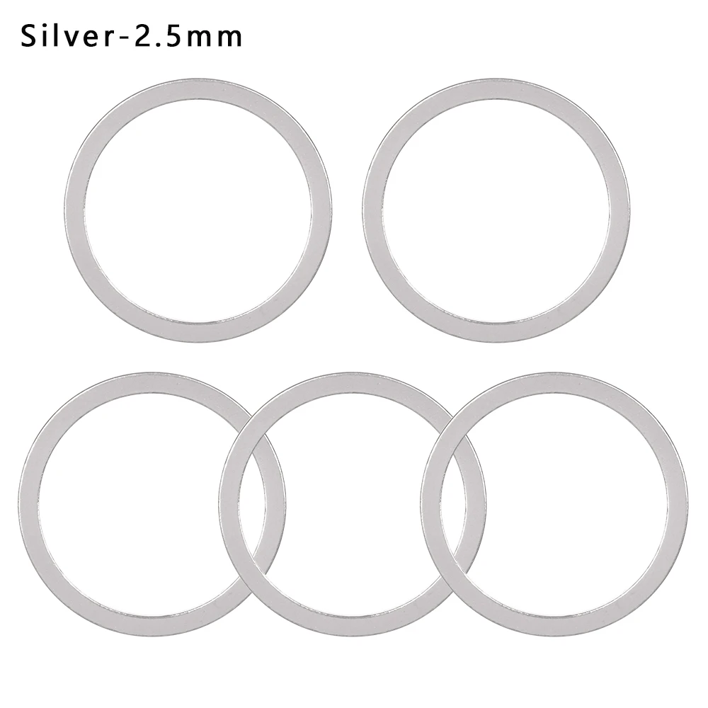 2.5mm 5pcs Silver 5 шт. алюминиевый сплав велосипедный маховик втулки прокладки 1~ 2,5 мм MTB велосипед Нижняя шайба кронштейна велосипед шайба для оси прокладка свободного хода зазор - Цвет: 2.5mm 5pcs Silver