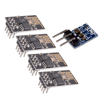 

1Pcs Ams1117-3.3 Ldo 800Ma Dc 5V to 3.3V Step-Down Power Supply Module & 4Pcs ESP8266 Esp-01 Serial Wireless Wifi Transceiver Mo