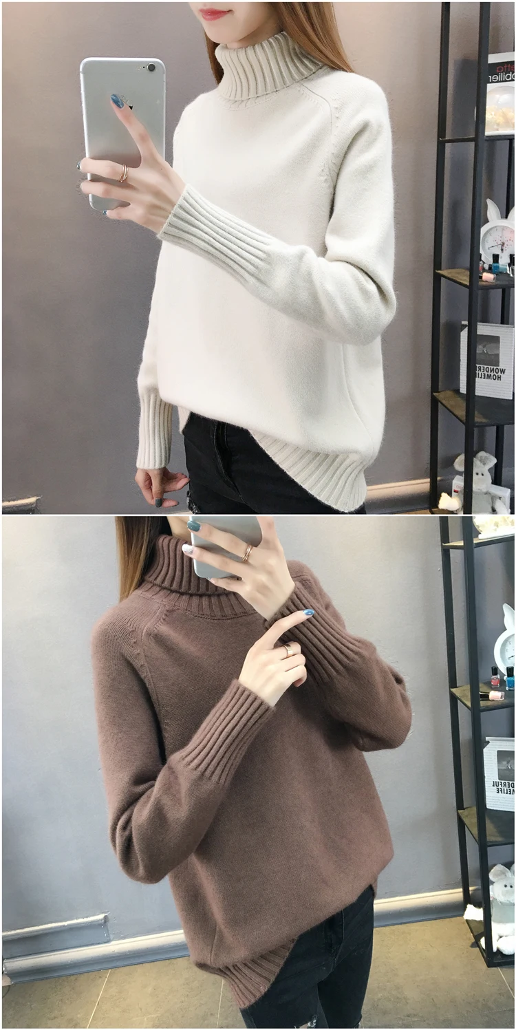 Fdfklak Casual new pull femme pullover sweater women thick warm knit top woman winter clothes turtleneck women's sweaters